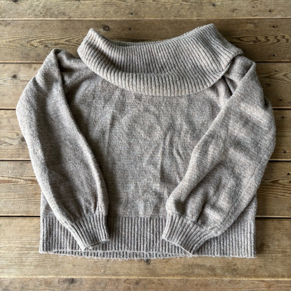 Wishlist Slouchy Funnel Neck‎ Sweater | Taupe Minimalist